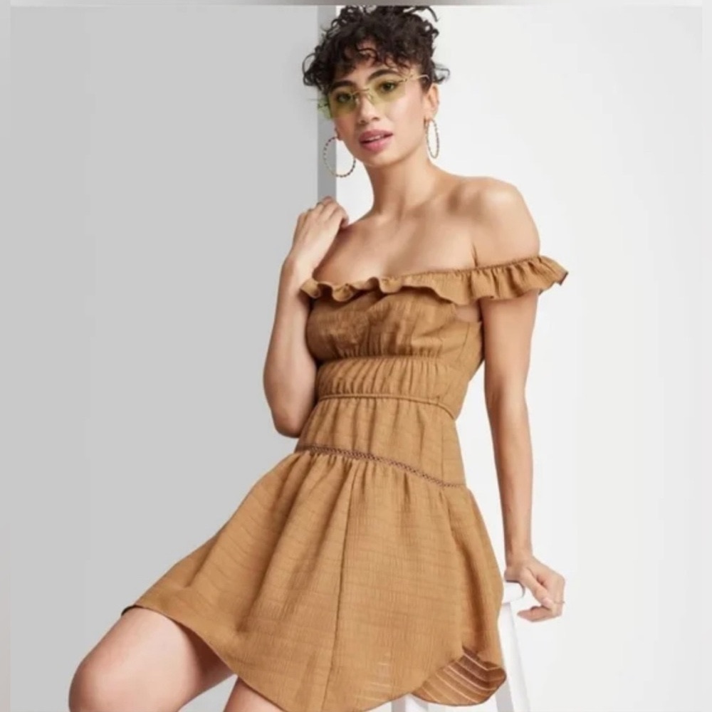 Wild Fable Women's Ruffled Tiered Skater Dress -  Cognac XL